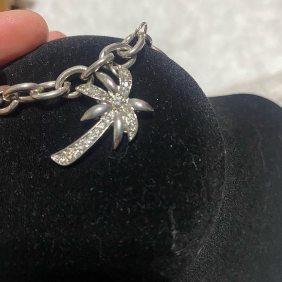 Palm Beach Jewelry Palm Tree Faux Diamonds Silver Bracelet NIB - Picture 4 of 4